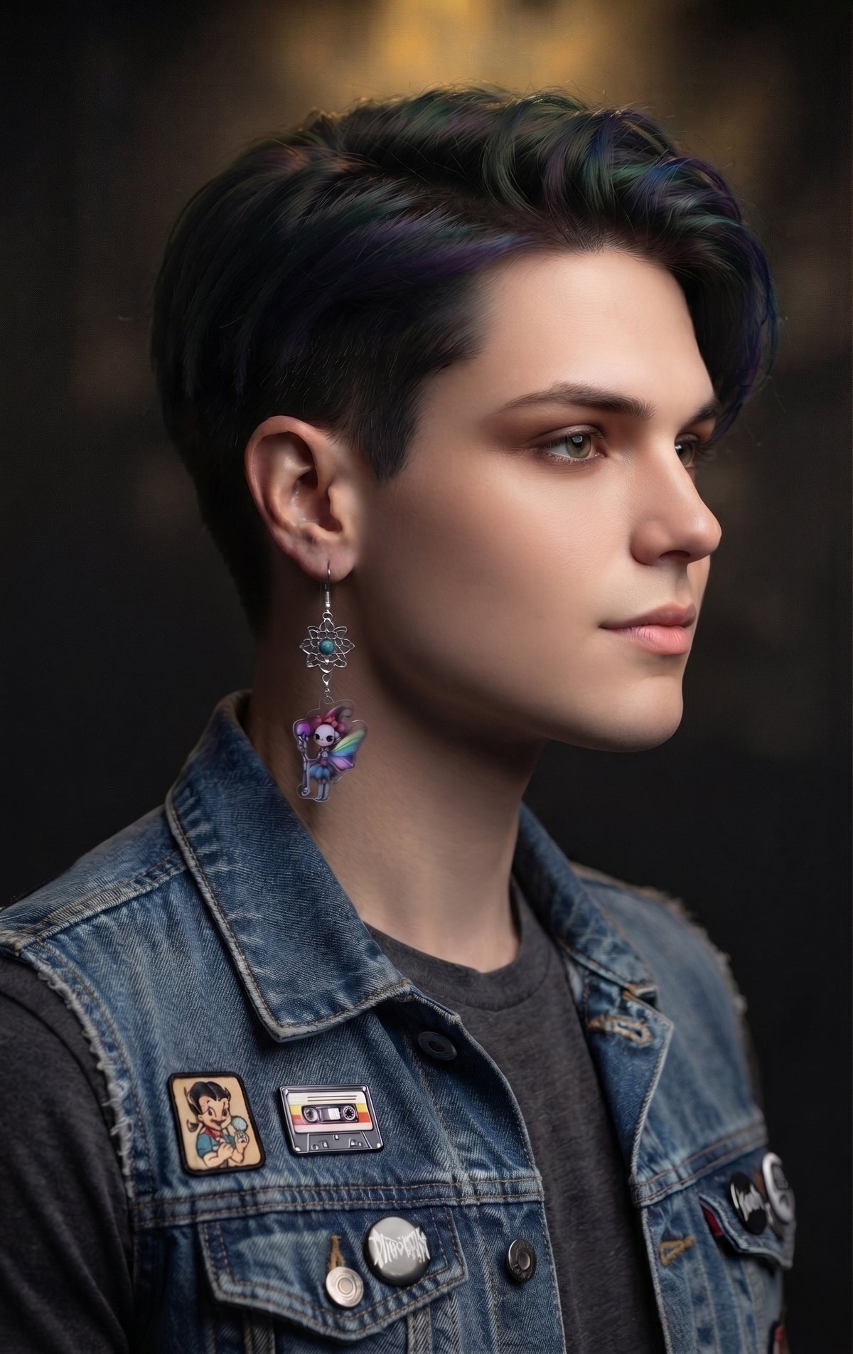 Mandala Skull Fairy Earrings